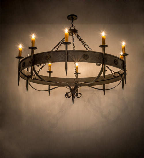 Meyda Lighting Calandra 66" 10-Light Chestnut Chandelier With Amber Faux Candlelight