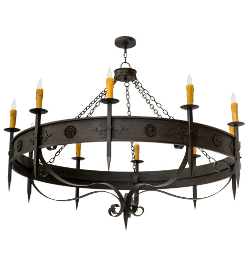 Meyda Lighting Calandra 66" 10-Light Chestnut Chandelier With Amber Faux Candlelight