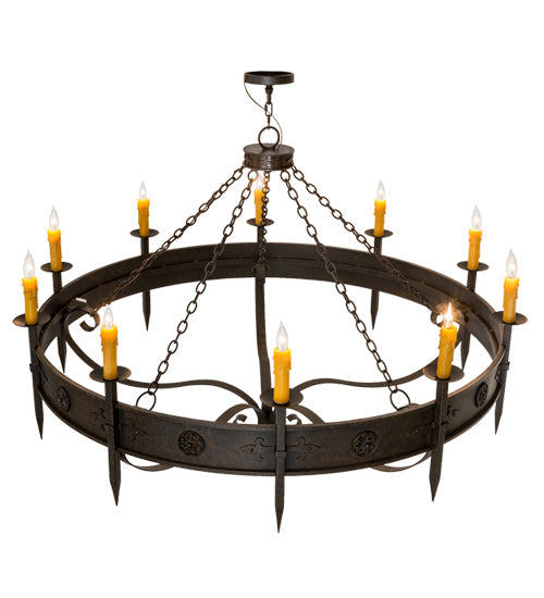 Meyda Lighting Calandra 66" 10-Light Chestnut Chandelier With Amber Faux Candlelight