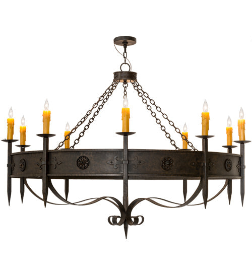 Meyda Lighting Calandra 66" 10-Light Chestnut Chandelier With Amber Faux Candlelight