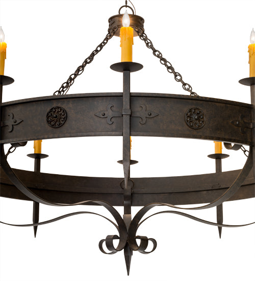 Meyda Lighting Calandra 66" 10-Light Chestnut Chandelier With Amber Faux Candlelight