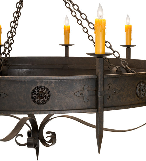 Meyda Lighting Calandra 66" 10-Light Chestnut Chandelier With Amber Faux Candlelight