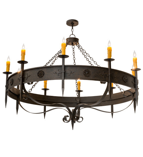 Meyda Lighting Calandra 66" 10-Light Chestnut Chandelier With Amber Faux Candlelight