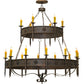 Meyda Lighting Calandra 69" 18-Light 2-Tier Gilded Tobacco Chandelier With Amber Faux Candlelight