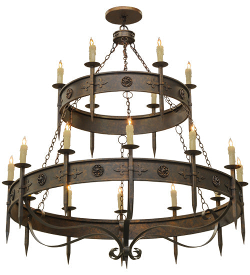 Meyda Lighting Calandra 69" 18-Light Gilded Tobacco Chandelier With Ivory Faux Candlelight