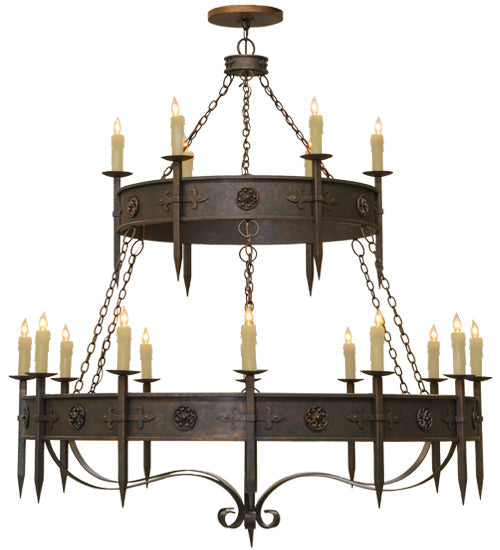 Meyda Lighting Calandra 69" 18-Light Gilded Tobacco Chandelier With Ivory Faux Candlelight