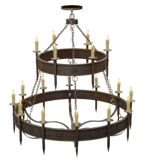 Meyda Lighting Calandra 69" 18-Light Gilded Tobacco Chandelier With Ivory Faux Candlelight