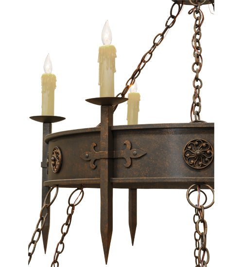 Meyda Lighting Calandra 69" 18-Light Gilded Tobacco Chandelier With Ivory Faux Candlelight