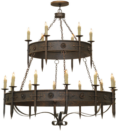 Meyda Lighting Calandra 69" 18-Light Gilded Tobacco Chandelier With Ivory Faux Candlelight
