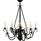 Meyda Lighting Caleb 32" 12-Light Black Chandelier With White Faux Candlelight