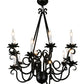 Meyda Lighting Caleb 32" 12-Light Black Chandelier With White Faux Candlelight