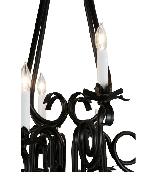 Meyda Lighting Caleb 32" 12-Light Black Chandelier With White Faux Candlelight