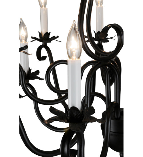 Meyda Lighting Caleb 32" 12-Light Black Chandelier With White Faux Candlelight