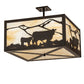 Meyda Lighting Calf & Cow 34" 4-Light Timeless Bronze Flush Mount Light With Beige Shade Glass