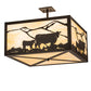 Meyda Lighting Calf & Cow 34" 4-Light Timeless Bronze Flush Mount Light With Beige Shade Glass