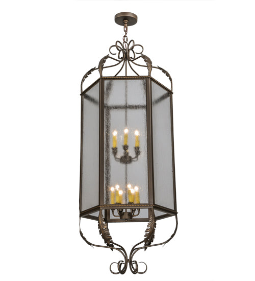 Meyda Lighting Calida 24" 12-Light Tyler Bronze Pendant Light With Clear Rainstone Idalight Shade Glass