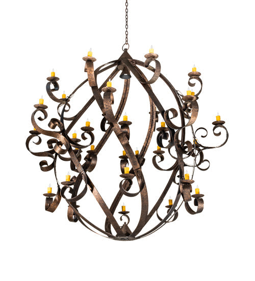 Meyda Lighting Caliope 100" 32-Light Rococco Chandelier With Amber Faux Candlelight