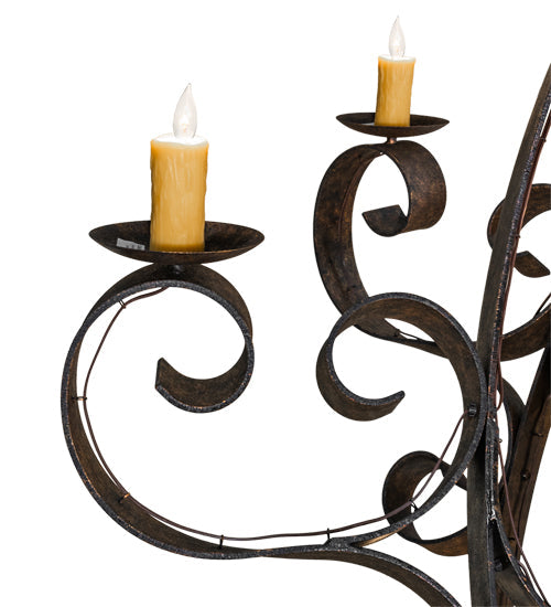 Meyda Lighting Caliope 100" 32-Light Rococco Chandelier With Amber Faux Candlelight