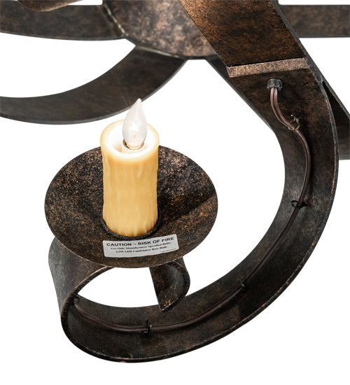 Meyda Lighting Caliope 100" 32-Light Rococco Chandelier With Amber Faux Candlelight