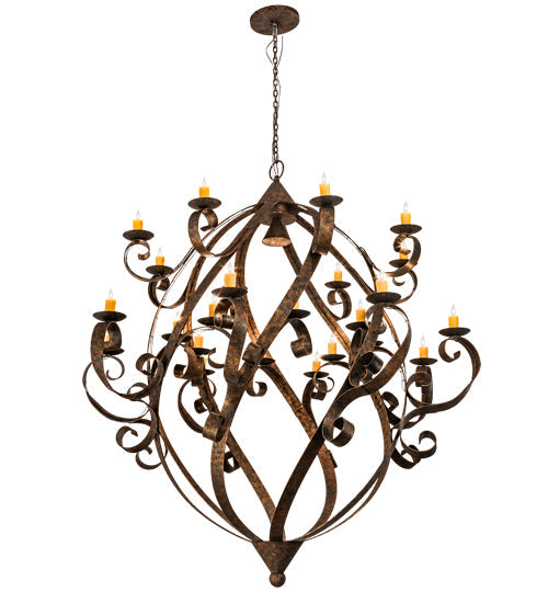 Meyda Lighting Caliope 80" 25-Light Rococco Chandelier With Amber Faux Candlelight