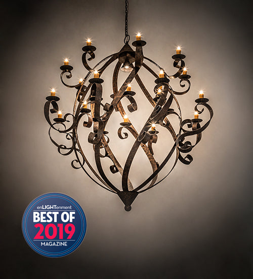 Meyda Lighting Caliope 80" 25-Light Rococco Chandelier With Amber Faux Candlelight