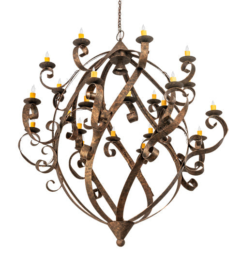 Meyda Lighting Caliope 80" 25-Light Rococco Chandelier With Amber Faux Candlelight