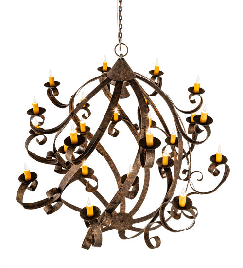 Meyda Lighting Caliope 80" 25-Light Rococco Chandelier With Amber Faux Candlelight