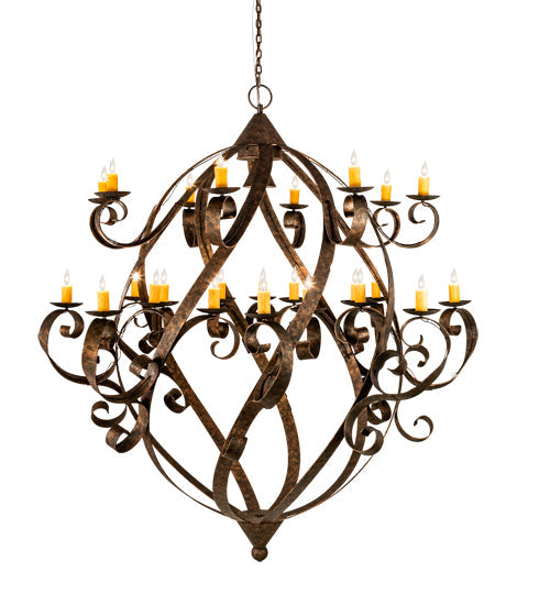 Meyda Lighting Caliope 80" 25-Light Rococco Chandelier With Amber Faux Candlelight