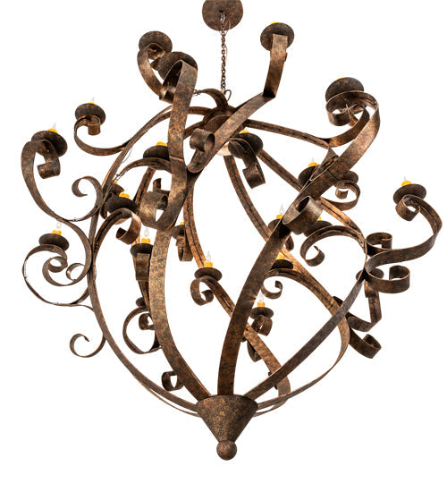 Meyda Lighting Caliope 80" 25-Light Rococco Chandelier With Amber Faux Candlelight