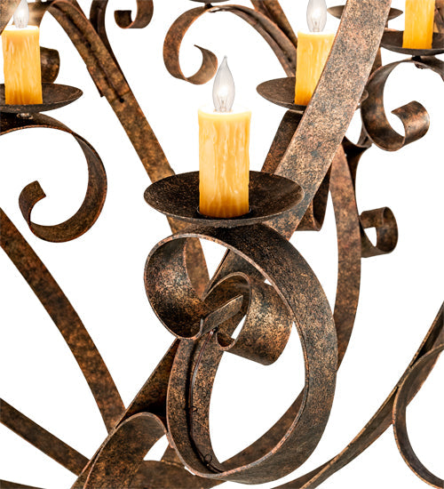 Meyda Lighting Caliope 80" 25-Light Rococco Chandelier With Amber Faux Candlelight