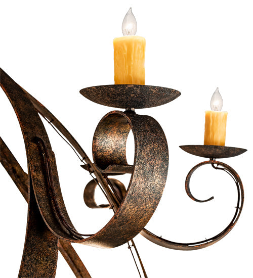 Meyda Lighting Caliope 80" 25-Light Rococco Chandelier With Amber Faux Candlelight