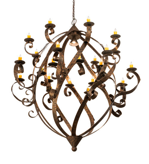 Meyda Lighting Caliope 80" 25-Light Rococco Chandelier With Amber Faux Candlelight
