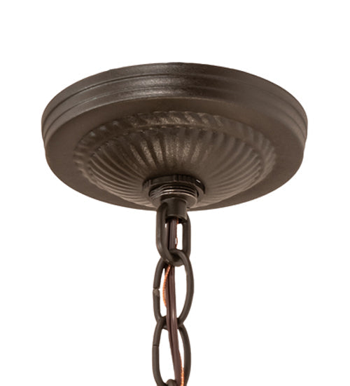 Meyda Lighting Camel 16" 4-Light Oil Rubbed Bronze Basket Inverted Pendant Light With Beige Flemish & Honey Amber Shade Glass