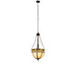 Meyda Lighting Camel 16" 4-Light Oil Rubbed Bronze Basket Inverted Pendant Light With Beige Flemish & Honey Amber Shade Glass