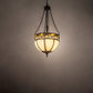 Meyda Lighting Camel 16" 4-Light Oil Rubbed Bronze Basket Inverted Pendant Light With Beige Flemish & Honey Amber Shade Glass
