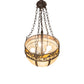 Meyda Lighting Camel 16" 4-Light Oil Rubbed Bronze Basket Inverted Pendant Light With Beige Flemish & Honey Amber Shade Glass