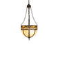 Meyda Lighting Camel 16" 4-Light Oil Rubbed Bronze Basket Inverted Pendant Light With Beige Flemish & Honey Amber Shade Glass