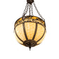 Meyda Lighting Camel 16" 4-Light Oil Rubbed Bronze Basket Inverted Pendant Light With Beige Flemish & Honey Amber Shade Glass