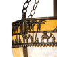 Meyda Lighting Camel 16" 4-Light Oil Rubbed Bronze Basket Inverted Pendant Light With Beige Flemish & Honey Amber Shade Glass