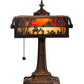 Meyda Lighting Camel 16" Craftsman Brown Mission Banker's Table Lamp With Orange & Beige Shade Glass