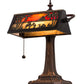 Meyda Lighting Camel 16" Craftsman Brown Mission Banker's Table Lamp With Orange & Beige Shade Glass