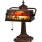 Meyda Lighting Camel 16" Craftsman Brown Mission Banker's Table Lamp With Orange & Beige Shade Glass