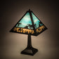 Meyda Lighting Camel 16" Craftsman Brown Mission Table Lamp With Blue & Beige Shade Glass