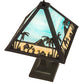 Meyda Lighting Camel 16" Craftsman Brown Mission Table Lamp With Blue & Beige Shade Glass