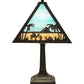 Meyda Lighting Camel 16" Craftsman Brown Mission Table Lamp With Blue & Beige Shade Glass