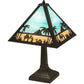Meyda Lighting Camel 16" Craftsman Brown Mission Table Lamp With Blue & Beige Shade Glass