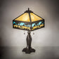 Meyda Lighting Camel 26" 2-Light Craftsman Brown Highlighted Mission Table Lamp With Beige & Sky Blue Art Shade Glass