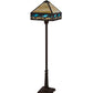 Meyda Lighting Camel 68" 2-Light Craftsman Brown Highlighted Mission Floor Lamp With Blue & Beige Shade Glass