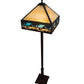 Meyda Lighting Camel 68" 2-Light Craftsman Brown Highlighted Mission Floor Lamp With Blue & Beige Shade Glass