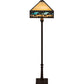 Meyda Lighting Camel 68" 2-Light Craftsman Brown Highlighted Mission Floor Lamp With Blue & Beige Shade Glass